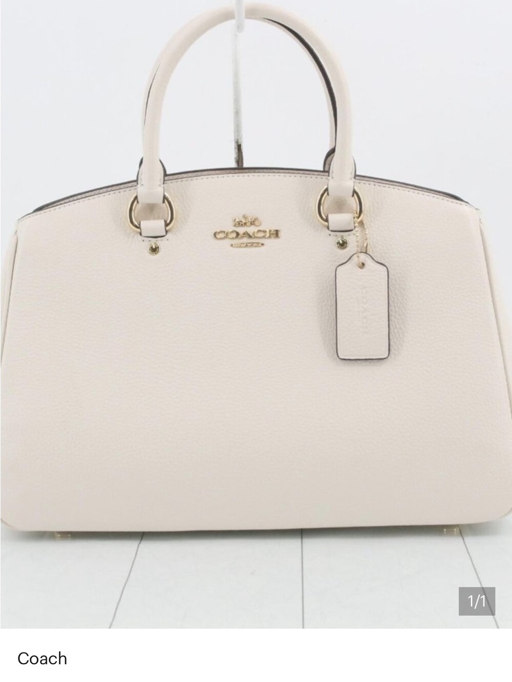 Coach Pebbled Leather Satchel Handbag - Off-White
